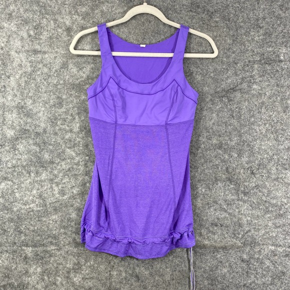 Lululemon Tank Top 4 Small Power Purple Run Ta Ta Topper Adjustable Workout - Picture 2 of 10